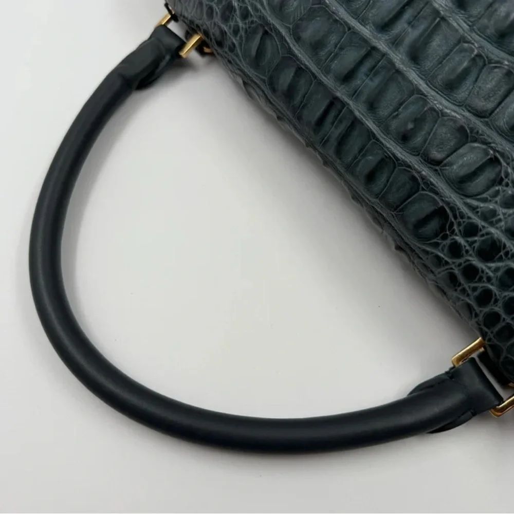 💎RARE GEM💎 Genuine CELINE Croc Embossed Trapèze Bag - RARE TEAL COLOR‼️ - Picture 9 of 15